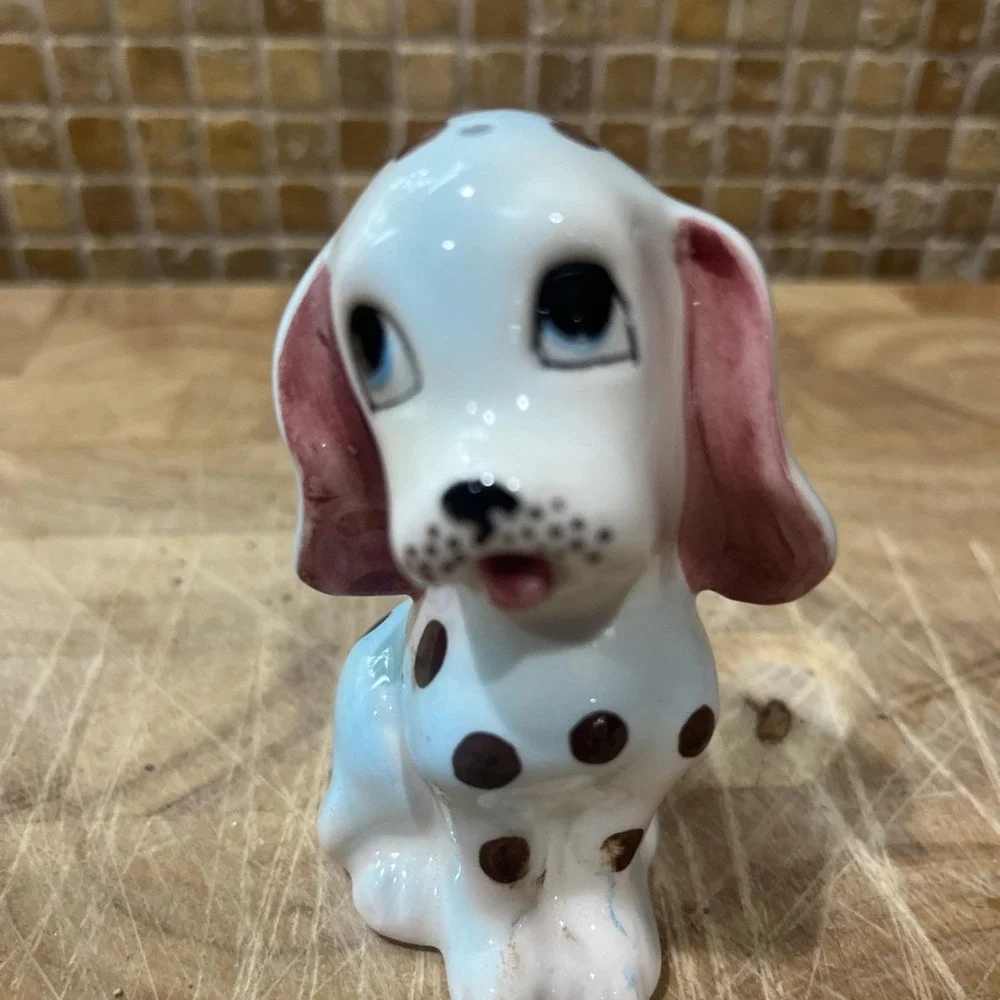 Vintage Spotted White Blue Dog Dalmatian Salt Shaker‎ Japan Kitsch MCM 50s